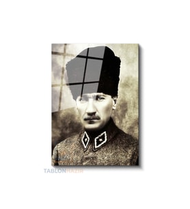 Dikey Cam Tablo Salon Duvar Tablosu Dikey Cam Cam Ata 027 Yeni Ev Hediyesi Ofis Tablosu