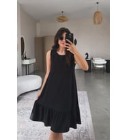Kadın Sabrina Eteği Fırfırlı Kolsuz Elbise