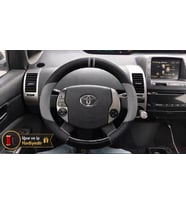 Toyota Prius XW20 Dikme Direksiyon Kılıfı Delikli Deri Parlak Siyah Gri Detay Çift Yüzük ve Dikiş 2003-2009