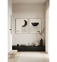 Minimalist Siyah-Beyaz Doğa 2'li Ahşap Çerçeveli Tablo Seti