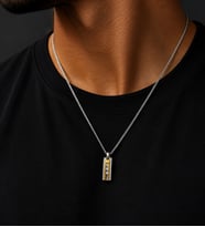 Gold Renk Detaylı Taşlı Çubuk Model Paslanmaz Çelik Kolye