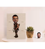 BK Gift Kişiye Özel Okçu Karikatürlü Otantik Masaüstü Ahşap Palet Çerçeve-1 (Beyaz)