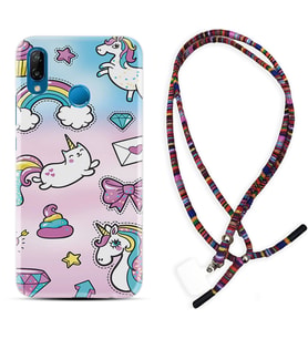 Huawei P20 Lite Mate 10 20 Lite Pro P40 Lite KılıfBoyun Asklı Rasta Silikon Unicorn Mektup 1800