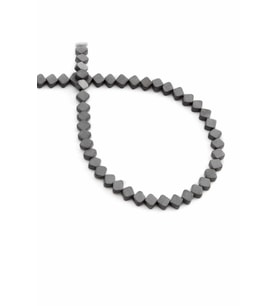 Hematit Doğal Taş Mat Gri Kare Kesim 4x4mm Dizi [AA]