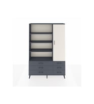 Arges Dolap 8 Raflı 6 Çekmeceli Tek Kapaklı  132x30x195 Antrasit-Aytaşı/Antrasit