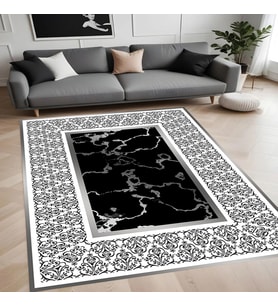Eliana Home Dijital Baskı Yıkanabilir Kaymaz Taban Salon Halısı Ve Yolluk LNA0853-FNL63 (Siyah)