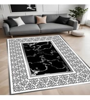 Eliana Home Dijital Baskı Yıkanabilir Kaymaz Taban Salon Halısı Ve Yolluk LNA0853-FNL63 (Siyah)