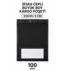 Northcity Siyah Cepli Kargo Poşeti 35x45+5 Cm 100 Adet – Dayanıklı E-ticaret Ambalajı