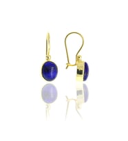 Lapis Lazuli Altın Yaldızlı Elişi Gümüş Küpe 5103