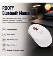 Rooty Sessiz Tıklamalı Kablosuz Mouse - Ergonomik Şık Tasarım, 1600 DPI Yüksek Hassasiyetli Optik Fare