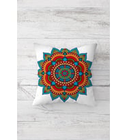 Mandala Desenli Çift Tarafı Baskılı Gizli Fermuarlı Yastık Kılıfı Kırlent Koltuk Yastık Kılıfı (Mavi)