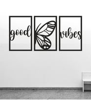 3 Parçalı Mdf Good Vibes Tablo (Siyah)