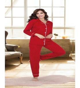 Rahat ve Şık Kadın Pijama - Kırmızı
