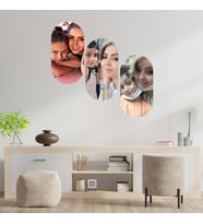 Kişiye Özel Oval 3 Fotoğraflı Kolaj Ahşap Tablo