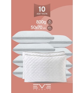 10 Adet Klimax Serisi Kılıflı Fermuarlı Klimali Antialerjik Silikon Elyaf Yastık 50x70cm 900 gr