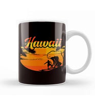 Hawaii Surfer Wave Ocean Island Hawaiian Beach Aloha Travel Kupa Bardak Porselen