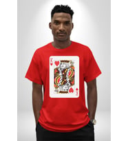 King of Hearts Klasik İskambil Kartı Grafiği Grafik Baskılı Pamuklu Penye Kadın Erkek Kırmızı Tişört