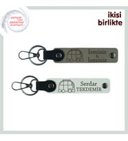 Hayatını Karavanla Birlikte Tasarlayanlara, Hediyelik Deri Anahtarlık Seti, Kül Gri-Beyaz