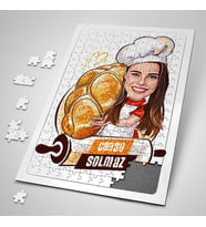 Poğaça Ustası Kadın Karikatürlü 240 Parça Kişiye Özel Puzzle