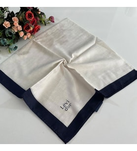 Levidor Premium Monogram Eşarp Beyaz-Lacivert GX0203
