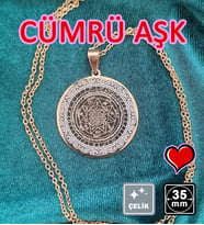 🙏Cümrü Aşk (AŞK TILSIMI) Çelik Kolye 🎨 Altın Renk (01)