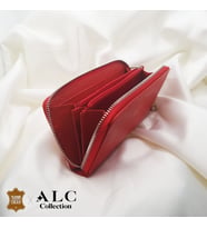 ALC Collection Lüks Kırmızı Fermuarlı Büyük Hakiki Deri Bozuk Para Bölmeli Kadın Cüzdan