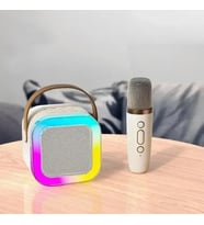 K12 Bluetooth Hoparlör, 2 Mikrofonlu Rgb Taşınabilir Karaoke Makinesi, Çocuk Ve Ev Kullanımı İçin Gümüş