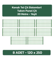 KONAK TEL ÇİT SİSTEMLERİ 8 ADET TAKIM PANEL ÇİT (8 ADET 120 CM X 250 CM PANEL ÇİT VE 8 ADET PANEL ÇİT DİREĞİ 120 CM) (Yeşil)