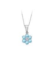 Pırlanta ve Sky Blue Topaz Taşlı Papatya Kolye 0717P0062