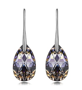 Monemel Gumus Antrasit Swarovski Taşlı Damla Küpe (Altın Kaplama) Sevgililer Günü Hediyesi, Yeni Yıl Hediyesi - Yılbaşı Hediyesi