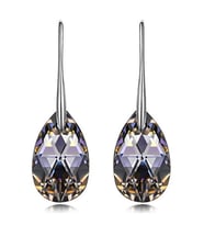 Monemel Gumus Antrasit Swarovski Taşlı Damla Küpe (Altın Kaplama) Sevgililer Günü Hediyesi, Yeni Yıl Hediyesi - Yılbaşı Hediyesi