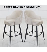 2 ADET TİTAN ADA MUTFAK VE BAR SANDALYESİ - BAR TABURESİ - SİLİNEBİLİR BABYFACE KUMAŞ - METAL AYAK