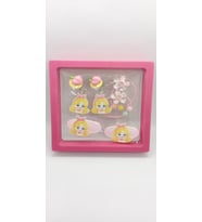Çocuk Desen Pembe Küpeli Toka Seti