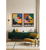 Modern Geometrik Sanat 2'li Ahşap Çerçeveli Tablo Seti
