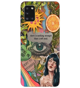 Samsung Galaxy A31 Uyumlu Vintage Kolaj Desenli Şeffaf Telefon Kılıfı