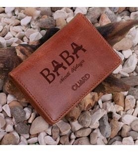 Baba Tasarımlı Mıknatıslı Küçük Boy Antik Deri Taba Kartlık/Kartvizitlik