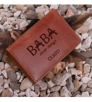 Baba Tasarımlı Mıknatıslı Küçük Boy Antik Deri Taba Kartlık/Kartvizitlik