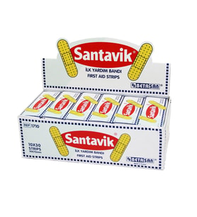 SANTAVİK 10 x 30 YARA BANTI = 1 KUTU İÇİNDE 300 ADET YARA BANDI VARDIR (5343)