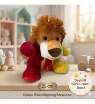 Sevimli Peluş Aslan 25 Cm Sarı Kırmızı Yumuşacık Oyuncak