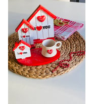 Sevgililer Günü Özel ILOVE YOU Kahve Fincan Seti VE Dekorasyon Seti