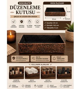 Dekoratif Düzenleme Kutusu 22x14,5 cm – El Yapımı Kırılmaz Organizer Kutu Masa & Banyo & Mutfak Düzenleyici