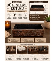 Dekoratif Düzenleme Kutusu 22x14,5 cm – El Yapımı Kırılmaz Organizer Kutu Masa & Banyo & Mutfak Düzenleyici
