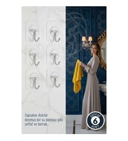 6 lı Şeffaf Yapışkanlı Askı, Mutfak Banyo Duvar Askısı, Çivisiz Pratik Kanca Seti