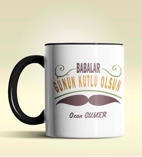 Kişiye Özel Babalar Günün Kutlu Olsun 6 Tasarım Siyah Kupa Bardak (Siyah)