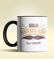 Kişiye Özel Babalar Günün Kutlu Olsun 6 Tasarım Siyah Kupa Bardak (Siyah)