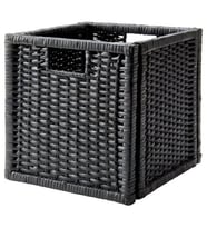 Sepet Kutu Düzenleyici Siyah Renk MeridyenDukkan 32x34x32 cm 1 Adet Rattan Çok Amaçlı Sepet (Gri)