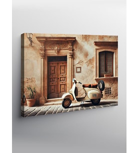 Kanvas Tablo Vintage Scooter Sokak
