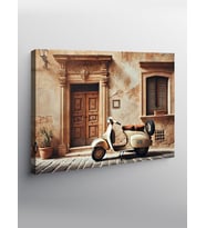 Kanvas Tablo Vintage Scooter Sokak