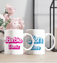 Kişiye Özel Barbie ve Ken Temalı İkili Kupa Seti