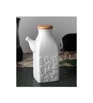 Bambu Kapaklı Beyaz Porselen Yağdanlık 1 lt, şık ve kullanışlı tasarım